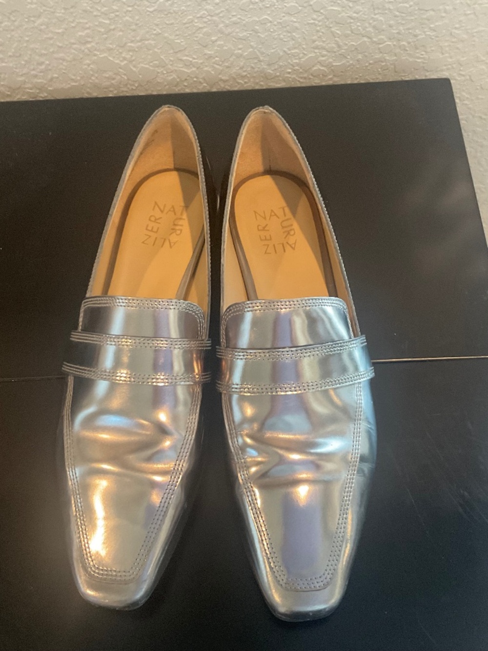 Pewter Metallic Leather Loafer